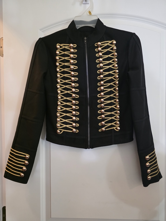 Jackets & Blazers - Black Napoleon Style Gold Accent Military Jacket